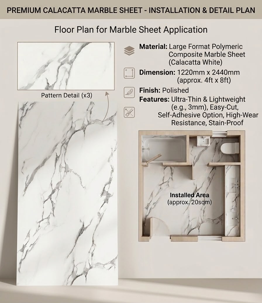 Premium Calacatta Marble Sheet Pattern 1