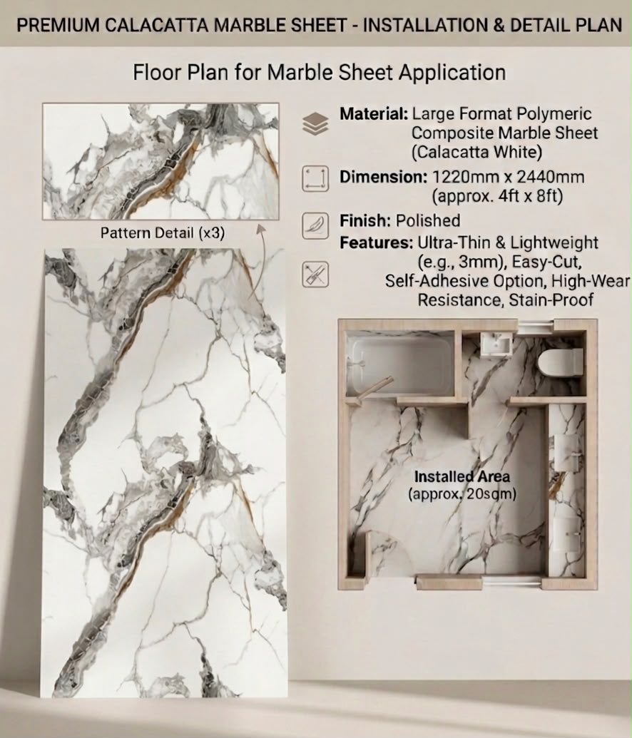 Premium Calacatta Marble Sheet Pattern 2