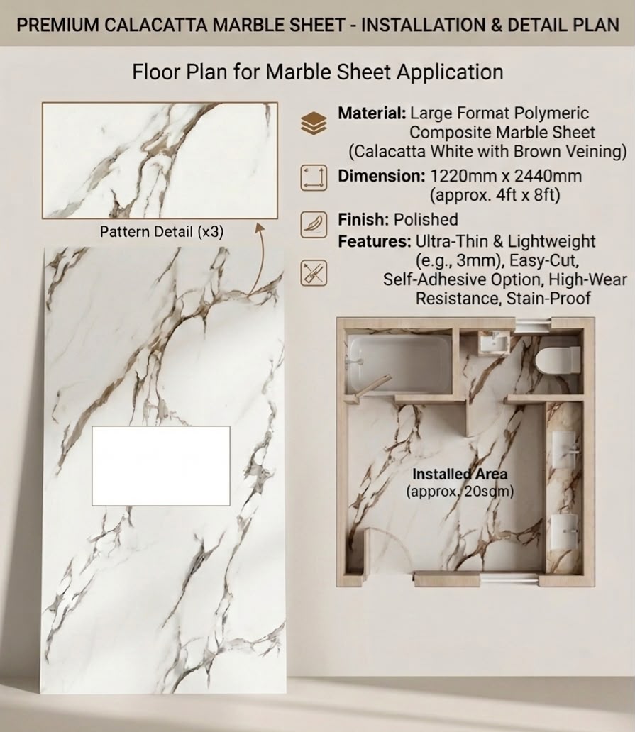 Premium Calacatta Marble Sheet Pattern 3