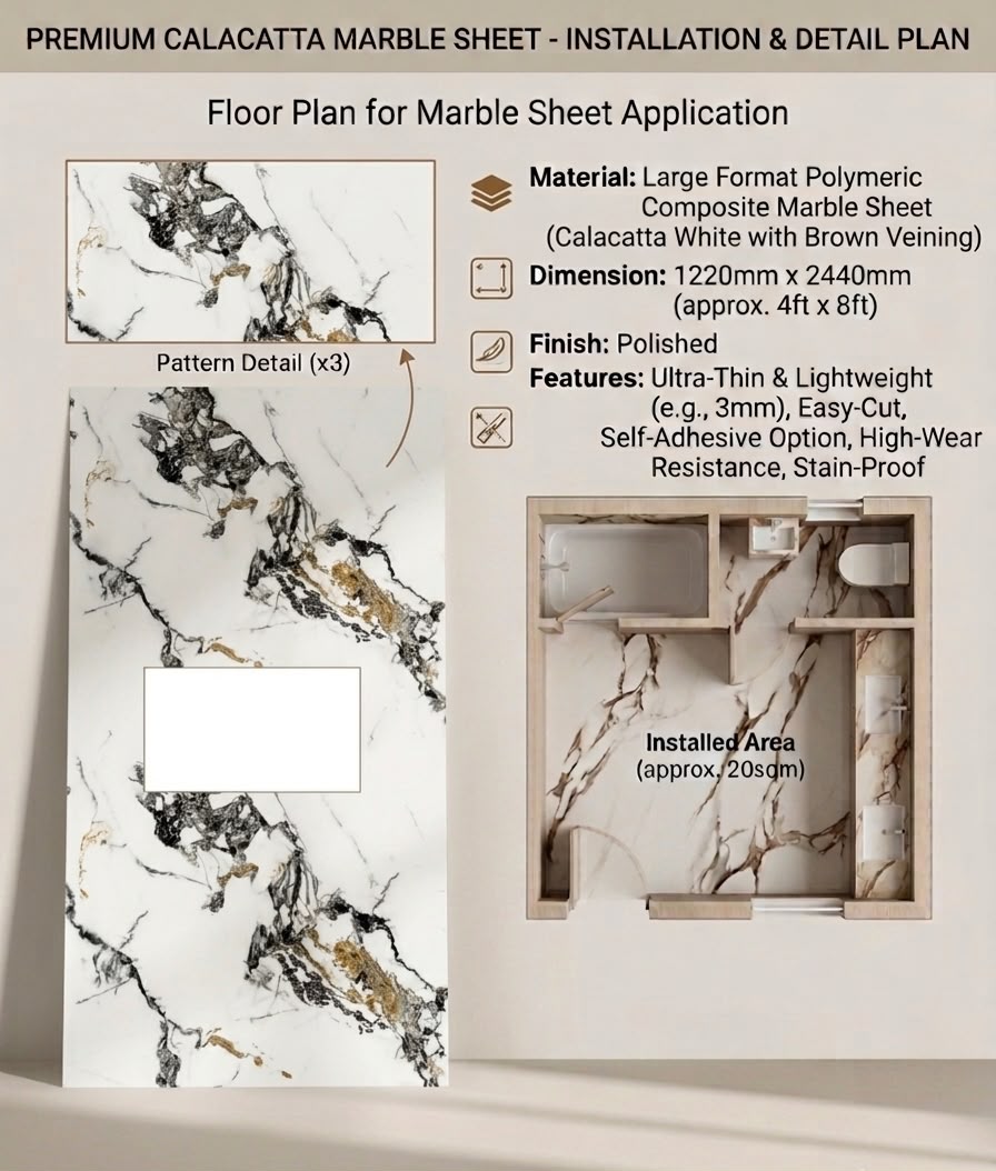 Premium Calacatta Marble Sheet Pattern 4